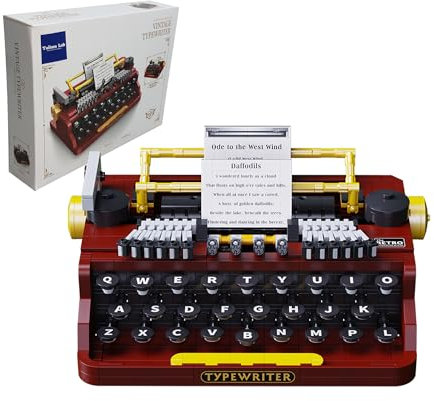TAIKONLAB Set di mattoncini da costruzione a forma di macchina da scrivere retrò, modello creativo da collezione vintage con pulsanti premibili, idee regalo per bambini e adulti (1160 pezzi)