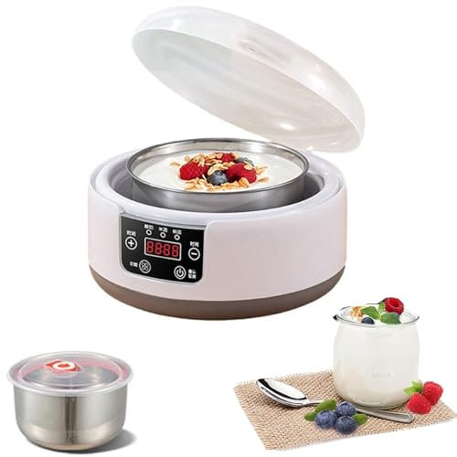 MIDUOLAI Yogurtera ProbióTica, Yogurtera Totalmente AutomáTica De 1,2 L, Yogurtera con Control De Temperatura, para Yogur Griego Casero Y Vegano,Blanca