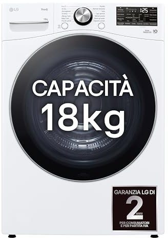 LG RH18U8AVCW Asciugatrice Smart 18kg, Classe A+++, Pompa di Calore DUAL Inverter, Motore Direct Drive, Intelligenza Artificiale AI Dry, Condensatore Autopulente, Wi-Fi, Serie U8, Bianca