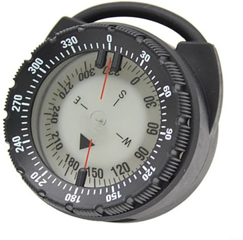 Eawfgtuw ABS Leuchtender Tauchkompass Tauchrohr-Klemme Typ Unterwasser-Navigationsanleitung mit Lesefenster für Tiefen bis zu 50 Meter für Expeditionen (schwarz)