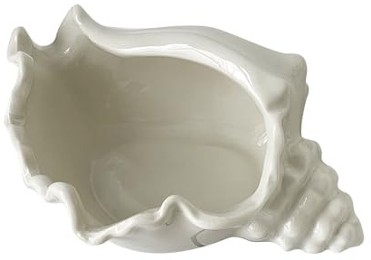 Nurnesy Vit Keramiska Conch Skal Smycken Maträtt Keramiska Conch Smycken Bricka Conch Form Dekorativ Skål med Utsökt Detaljer för Smycken Lagringsidéer