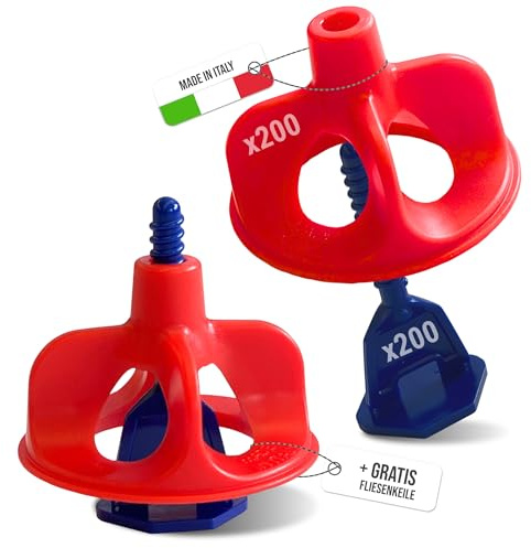 Werkfit & Kaufmann Fliesenverlegehilfe Set 1,5 mm – 400-teiliges Nivelliersystem + 500 Fliesenkeile gratis – Wiederverwendbare Zughauben & Gewindelaschen (Set M)