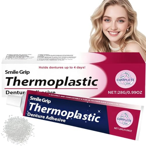 28G Grip Thermoplastic Denture Adhesives,False Teeth Silicone Reline Kit,Secure Denture Adhesive,Tooth Repair Kit & Dental Glue for Teeth,Non-Glue Denture Repair Kit,Comfortable Long-Holding Reline