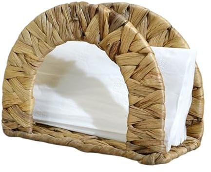 Servilletero – Servilletero de jacinto de agua | Organizador de almacenamiento decorativo de granja para mesa | Pañuelos rústicos para encimera para restaurante, boda, baño, bar, fiesta, comedor