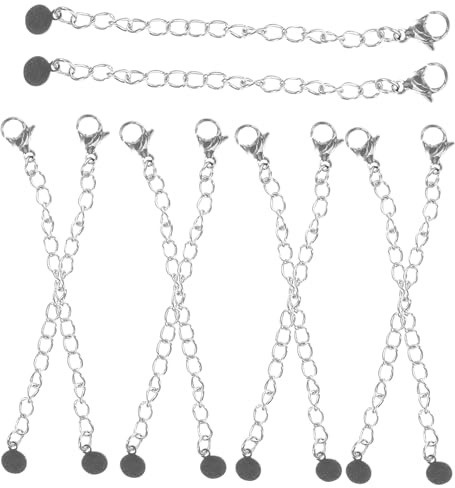 OUNONA 20 Pezzi Catene di Estensione in Acciaio Inossidabile Moschettone Argento per Allungare Collane e Braccialetti Design Semplice e Pratico per Creazioni di Gioielli Fai da Te