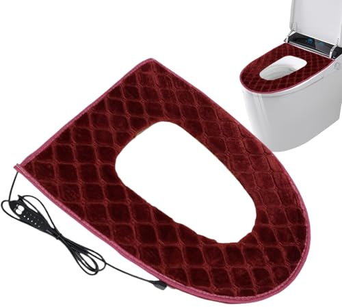 Sedile per WC riscaldato - Riscaldatore per sedile WC alimentato tramite USB | Velluto a scacchi morbido multistrato rimovibile/lavabile con 5 livelli di temperatura regolabili |