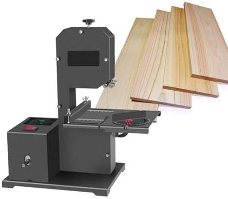 Sega a nastro professionale per legno | Sega da banco elettrica da 800 W con tavolo inclinabile da 0 a 45° | Include lama per sega, mola in tessuto, mandrino per trapano e disco abrasivo 5-in-1