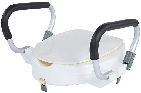 Yinhing Sedile WC Rialzato Rialzato con Braccioli Imbottiti Rimovibili Sedile WC per Disabili Regolabile in Altezza 10 Cm per Donne Anziane Incinte Bianco 40x43,5x10 Cm