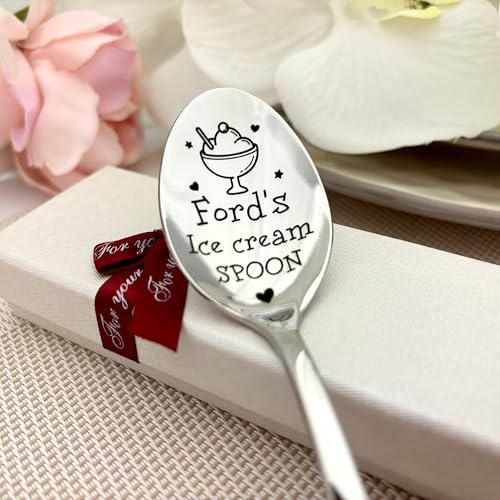 Personalisierter Eislöffel mit individueller Gravur, Edelstahl, Geschenkfertig Verpackt, Wählbare Größe und Farbe