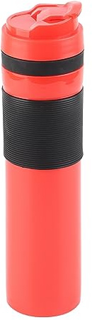 Zonizforceal Botella portátil para café de 350 ml, de viaje con tapa a prueba de fugas y filtro de malla fina, café y té sobre la marcha para acampar, hacer senderismo o en la (Roja)