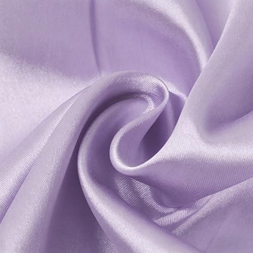 Tessuto satinato al metro, in poliestere, 150 x 200 cm, colore viola chiaro, lucido e setoso, come tessuto alla moda, tessuto decorativo, tessuto per tende, tessuto per matrimoni, tovaglia