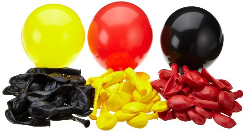 99 Luftballons schwarz, rot, gelb, 24 cm / 10 inch