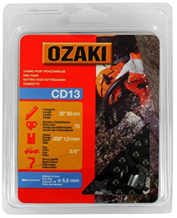 Ozaki 12823 Chaîne de tronçonneuse 3/8 .058 72E CD13