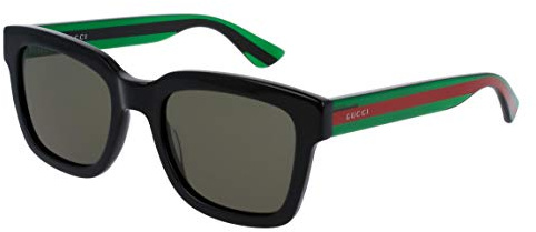 Gucci Herren GG0001S 002 Sonnenbrille, Schwarz (Black/Green), 52