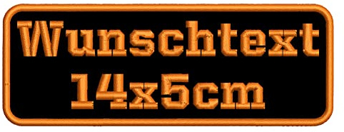 Rechteckiger Aufnäher Rec2 für deinen Wunschtext - viele Farben und Größen (14x5cm)