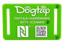 Dogtap Light Small, digitale Hundemarke für kleine Hunde, mit NFC-Chip und QR Code für Kontaktdaten und Steckbrief, aus Silikon, wasserfest, flexibel, 50 x 30 mm