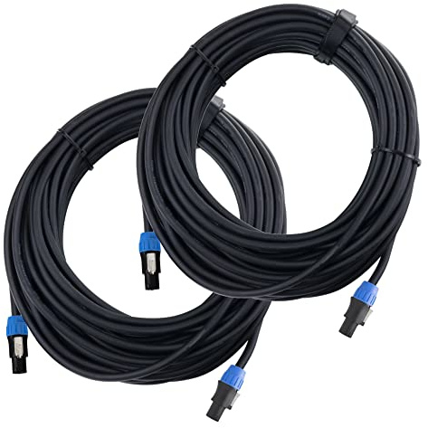 Pronomic pro-line BOXSP4-15 Lautsprecherkabel 4x 2,5 mm² - 1 Paar professionelle Boxenkabel für DJ & PA - Länge: 15 m - Stecker: 4-Pol Speakon-kompatibel - Spannzangen-Zugentlastung - Schwarz