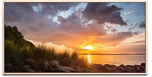 Landschaft an der Ostsee ca. 130x70cm Wandbild inklusive Schattenfugenrahmen naturfarbend - Panorama Leinwand Bild XXL Format Wandbilder Wohnzimmer Wohnung Deko Kunstdrucke
