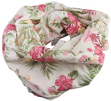 bettina bruder - Leichter Damen-Loop Schlauchschal Blumen creme rosa Batist 100% Baumwolle