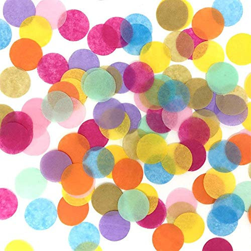 Groß Konfetti Blau Mehrfarbig,60g Pastell Gross 2.5cm Runde Rosa Seiden-Papier Tabellen Pailletten Tissue Metallic Confetti für Tischdeko Geburtstag Taufe Party Hochzeit Baby Shower Dekoration