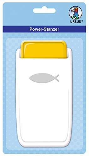 Ursus Power Stanzer Fisch, Größe ca. 3,8 cm, für viele Materialien wie Kork, Pappe, Moosgummi, Folien und Kunststoff geeignet, mit Schließvorrichtung zur platzsparenden Aufbewahrung