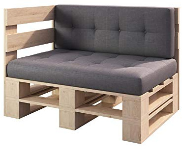 sunnypillow Palettenmöbel Gartenmöbel Set aus Holz Indoor/Outdoor - Europaletten für Möbel Sofa für Balkon Terrasse Garten (Natur Eckbank 120 x 80 cm Höhe : 30 cm)