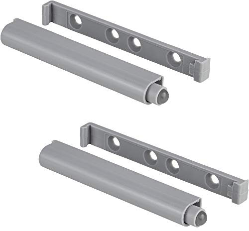 Gedotec Druckschnapper Kunststoff Automatik-Schnapper Push-to-Open Türöffner Grau - SLIM | Türschnapper stark | Drucköffner für Schranktüren | 2 Stück - Möbelschnäpper Schublade & Schranktüren