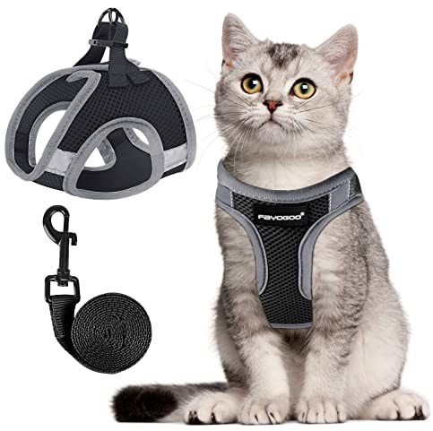 FAYOGOO Katzengeschirr mit Leine Set Ausbruchsicher Reflektor Gepolstert Weich Cat Harness für Kitten Baby Katzen Geschirre Halsbänder & Leinen für Katzen