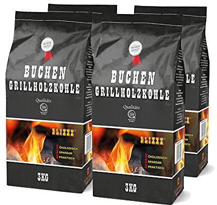 Blixxx Carbone di faggio, 3 kg, Premium carbonella per barbecue a legna da ristorante (4)