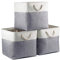 Mangata Cube Storage Boxes 25x25x25cm, Fabric Storage Basket for Cupboards, Shelves, Closet, Grey White（Collapsible, 3 Pack）