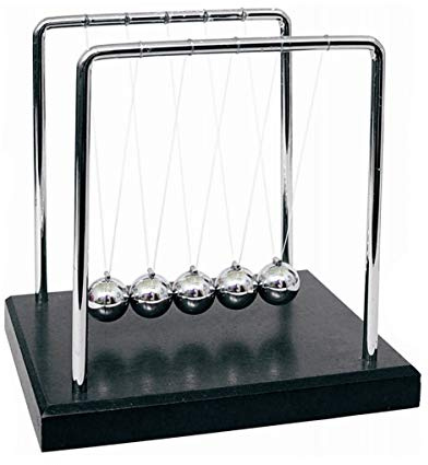 GOODS+GADGETS® Newton-Pendel Kugelstoßpendel - 5 Chromkugeln | Büro-Klassiker der 70er & 80er Jahre – stabiler Rahmen, verchromte Stahlkugeln, ideales Schreibtisch-Gadget