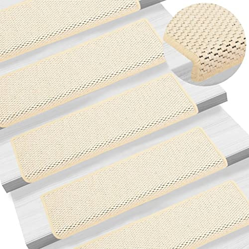 vidaXL Alfombrilla autoadhesiva Escalera sisal 15 uds Berber 65x21x4 cm