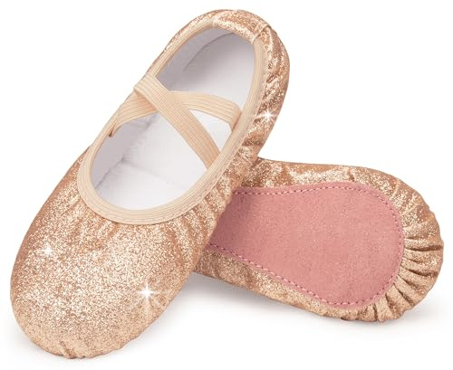 Stelle Ballet Slippers for Girls Glitter Metallic Vegan Leather(GD, 10MT)