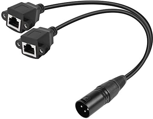 GELRHONR 3-Pin XLR auf Dual RJ45 Kabel, XLR Stecker auf 2 RJ45 Buchse DMX Cat5 Ethernet Adapter Konverter DMX Kabel, für DMX-CON Controller Serie, Bühne und Aufnahmestudio-30cm (3Pin-XLR Male)