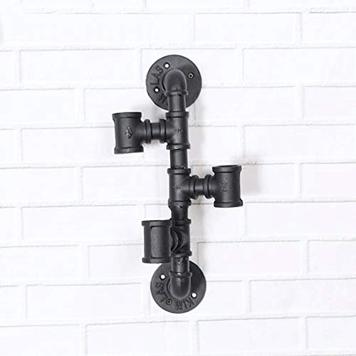 Wandmontiertes Flaschenregal für 3 Flaschen, Vintage-Retro-Weinflaschenaufbewahrung, Flaschenregal aus Metall, Schwarz