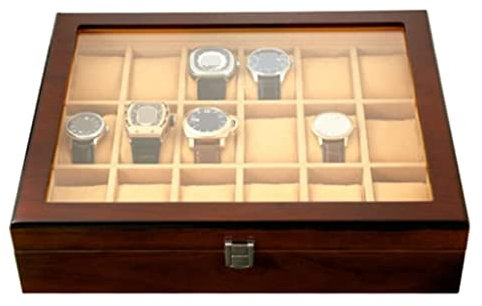 Uhrenbox Uhrenkasten Uhrenbox Aus Holz Mit Transparenter Glasabdeckung 18-teilige Aufbewahrungsbox Für Uhren, Abschließbares Schmuckkästchen Uhrenaufbewahrung ( Color : A , Size : 37.5*8.5*30.5cm )