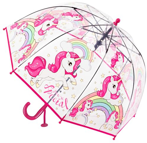 CYBYQ-Family Kids Clear Bubble Umbrella Transparent Dome See Through Child Umbrellas for Rain Boys and Girls