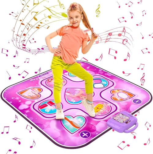 GARNHLOB Kinder Tanzmatte Spielzeug für 3 4 5 6 7 8 9 10+ Jahre alte Mädchen Geburtstagsgeschenke, Musikalische Tanzmatte für Kinder mit 6 Spielmodi, Tanzpad mit integrierter Musik für Weihnachten