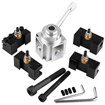 Aluminum Alloy Mini Lathe Tool Post and Holder Kit, High, Wide Fitting, for Cylindrical Turning, Cutting, Drilling