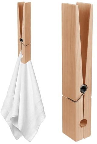Porte-serviettes en bois, pinces à linge avec ressort, grandes pinces à linge attrayantes, grandes pinces à linge en bois, économise de l'espace pour le salon, la buanderie