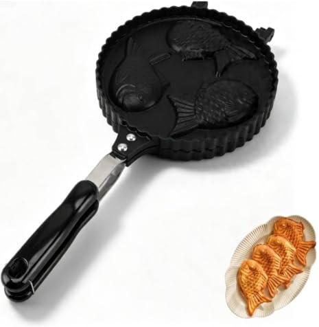HERCHR Mini Gaufrier, Moule à Gâteau En Forme De Poisson, Moule à Gaufres En Aluminium, Moule à Gaufres Double Face Taiyaki Pour la Cuisine à la Maison