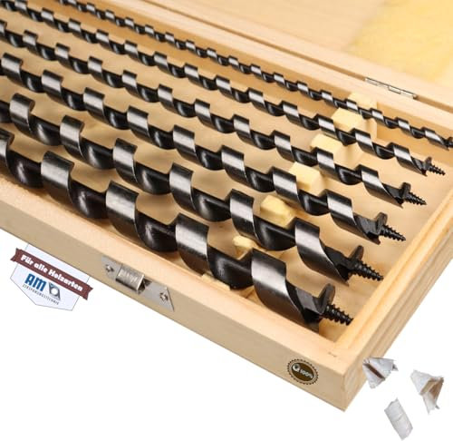 AM-Zerspanungstechnik Schlangenbohrer Set Ø6-18 x 460mm | Holzbohrer Set 6tlg. | Holzbohrer lang | Balkenbohrer