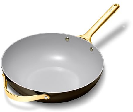 Caraway Non-Stick Stir Fry Pan - 12” Wok-Inspired Pan - Free From Forever Chemicals - High-Sloped Walls - Stainless Steel Handles - Black
