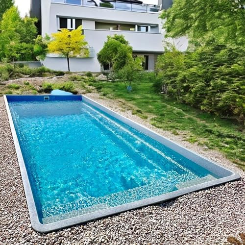 Schwimmbad für die Familie, Schwimmbecken mit Starren Wänden, inklusive Maschinenbau, Swimming Pool zum eingraben, UV-beständig, 6m x 3m x 1,5m, einbaufähig, leicht zu installieren… (Blau)
