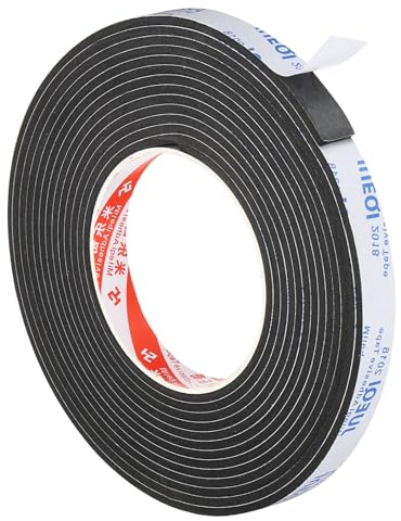 PATIKIL Ruban en Mousse d'Étanchéité 5m/16,4ft 15mm de Large Noir | 3mm d'Épaisseur, Unilatéral, pour Calfeutrage de Portes de Meubles, pour Isolation des Fenêtres et des Tuyaux