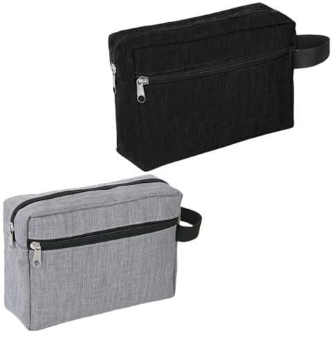SDXCJY 2 Pack Toiletry Bag for Men,Toiletry Bags, Travel Wash Bag Water-Resistant,Gym Shaving Organiser Bag, Foldable Storage Bags with Handle for Shower Bathroom Travel (Black Grey)