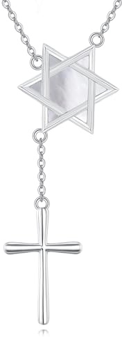 Vadmans David Stern Kette für Damen 925 Sterling Silber David Stern Kreuzen Anhänger Halskette Weihnachten Schmuck Geschenke für Mädchen