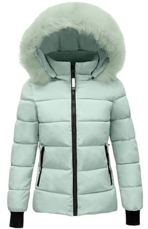 Uwdiohq Abrigo De Invierno Cálido con Capucha para Mujer, Chaqueta Acolchada Gruesa, Algodon Capucha, Exterior Felpa Cintura, Esqu?Y