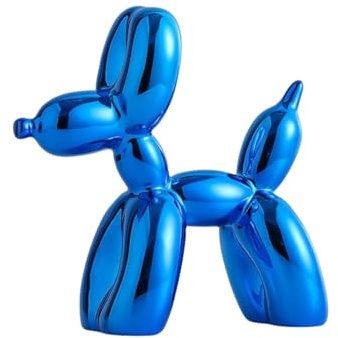 YOYUMI Mini Scultura Cane Palloncino Statue - Decorazione in Resina con Superficie Brillante, Decorare il Soggiorno Camera da Letto Vetrina e Ufficio, Blu 9,5 * 9,5 * 4 cm
