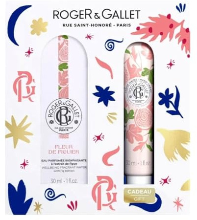 ROGER & GALLET | Fig Blossom Gift Set | 1 fl oz Wellbeing Fragrant Water | 1 oz Hand & Nail Cream | Limited Edition